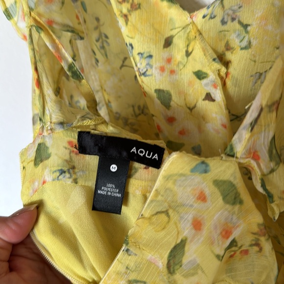 AQUA floral dress size medium chiffon ruffle straps - Picture 11 of 12